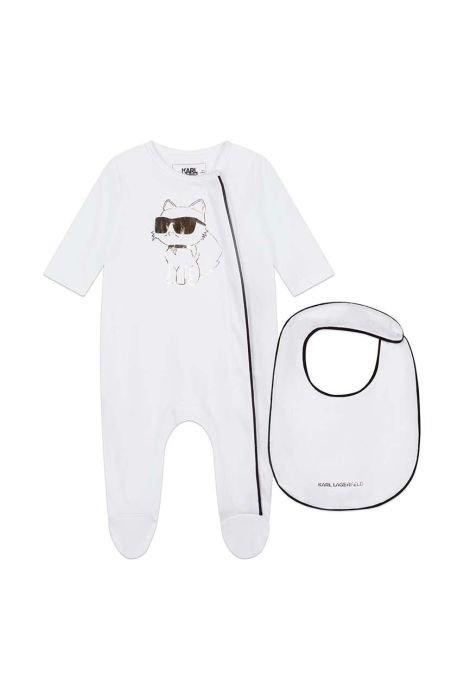 Дитячі бавовняні повзунки Karl Lagerfeld колір білий Дитячі бавовняні повзунки Karl Lagerfeld колір білий