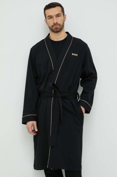 Бавовняний халат BOSS колір чорний (2908513) Бавовняний халат BOSS колір чорний (2908513)