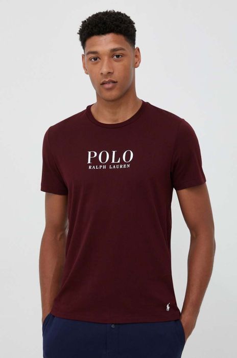 Бавовняна піжамна футболка Polo Ralph Lauren колір бордовий з принтом (3377206) Бавовняна піжамна футболка Polo Ralph Lauren колір бордовий з принтом (3377206)
