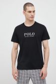 Бавовняна піжамна футболка Polo Ralph Lauren колір чорний з принтом Бавовняна піжамна футболка Polo Ralph Lauren колір чорний з принтом