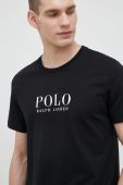 Бавовняна піжамна футболка Polo Ralph Lauren колір чорний з принтом Бавовняна піжамна футболка Polo Ralph Lauren колір чорний з принтом