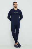 Піжамний бавовняний лонгслів Polo Ralph Lauren колір синій з принтом (2908622) Піжамний бавовняний лонгслів Polo Ralph Lauren колір синій з принтом (2908622)