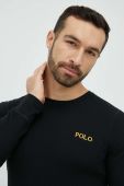 Піжамний лонгслів Polo Ralph Lauren колір чорний з принтом Піжамний лонгслів Polo Ralph Lauren колір чорний з принтом