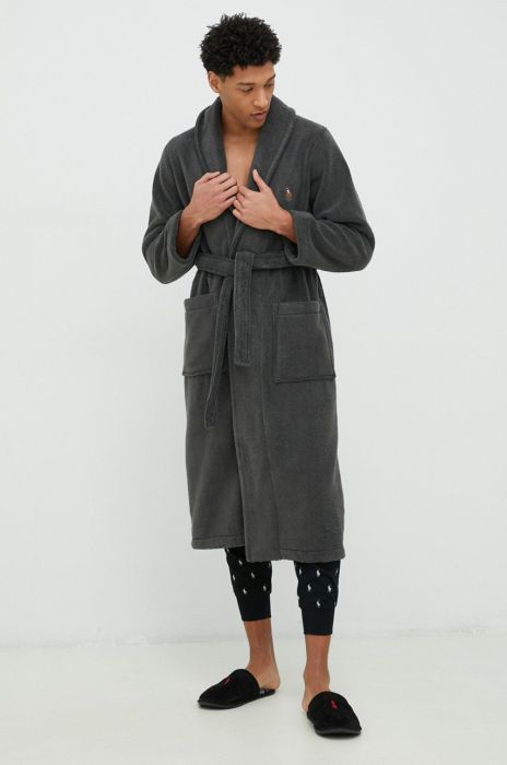 Бавовняний халат Polo Ralph Lauren колір сірий Бавовняний халат Polo Ralph Lauren колір сірий