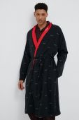 Бавовняний халат HUGO колір чорний (3173292) Бавовняний халат HUGO колір чорний (3173292)