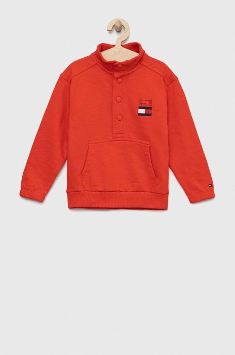 Дитяча бавовняна кофта Tommy Hilfiger колір червоний однотонна Дитяча бавовняна кофта Tommy Hilfiger колір червоний однотонна