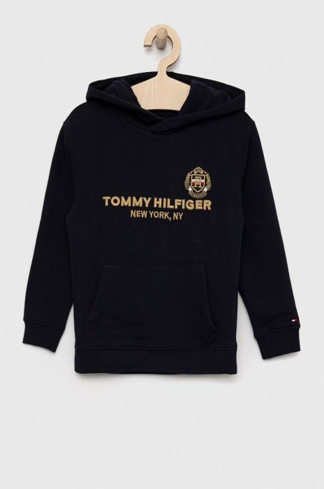 Дитяча кофта Tommy Hilfiger колір синій з капюшоном з принтом (2910777) Дитяча кофта Tommy Hilfiger колір синій з капюшоном з принтом (2910777)