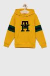 Дитяча кофта Tommy Hilfiger колір жовтий з капюшоном візерунок
