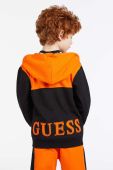 Дитяча кофта Guess колір помаранчевий з капюшоном візерунок