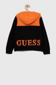Дитяча кофта Guess колір помаранчевий з капюшоном візерунок