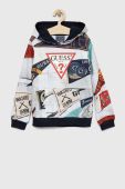 Дитяча бавовняна кофта Guess колір сірий з капюшоном візерунок (2877703)
