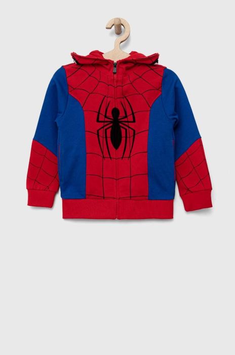 Дитяча бавовняна кофта OVS колір червоний з капюшоном візерунок Дитяча бавовняна кофта OVS колір червоний з капюшоном візерунок