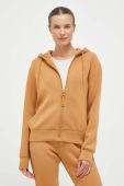 Кофта Guess жіноча колір коричневий з капюшоном з принтом (3517852)