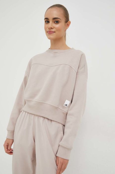 Кофта adidas жіноча колір бежевий однотонна (2893519) Кофта adidas жіноча колір бежевий однотонна (2893519)