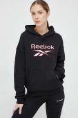 Кофта Reebok Classic жіноча колір чорний з капюшоном з принтом HS4718-BLACK