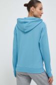 Бавовняна кофта adidas жіноча з капюшоном з аплікацією колір блакитний (3227207)