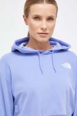 Бавовняна кофта The North Face жіноча колір фіолетовий з капюшоном з принтом (3360916)