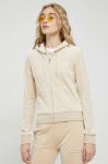Кофта Juicy Couture Robertson жіноча колір бежевий з капюшоном однотонна Кофта Juicy Couture Robertson жіноча колір бежевий з капюшоном однотонна