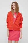 Бавовняна кофта United Colors of Benetton жіноча колір помаранчевий з капюшоном однотонна Бавовняна кофта United Colors of Benetton жіноча колір помаранчевий з капюшоном однотонна