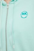 Бавовняна кофта Pinko жіноча колір зелений з капюшоном з принтом (3103145)