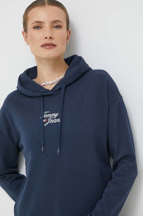 Кофта Tommy Jeans жіноча колір синій з капюшоном з принтом (3027365) Кофта Tommy Jeans жіноча колір синій з капюшоном з принтом (3027365)