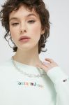 Кофта Tommy Jeans жіноча колір зелений з аплікацією (3081429)
