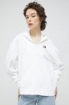 Бавовняна кофта Tommy Jeans жіноча колір білий з капюшоном однотонна Бавовняна кофта Tommy Jeans жіноча колір білий з капюшоном однотонна