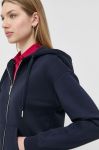 Кофта Armani Exchange жіноча колір синій з капюшоном однотонна Кофта Armani Exchange жіноча колір синій з капюшоном однотонна