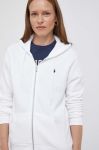 Кофта Polo Ralph Lauren жіноча колір білий з капюшоном однотонна Кофта Polo Ralph Lauren жіноча колір білий з капюшоном однотонна