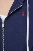 Кофта Polo Ralph Lauren жіноча колір синій з капюшоном однотонна