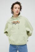 Бавовняна кофта Vans жіноча колір зелений з капюшоном з аплікацією Бавовняна кофта Vans жіноча колір зелений з капюшоном з аплікацією