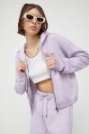 Кофта Guess Originals жіноча колір фіолетовий з капюшоном однотонна Кофта Guess Originals жіноча колір фіолетовий з капюшоном однотонна