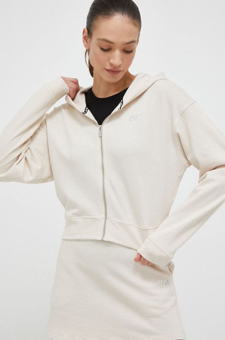 Кофта Dkny жіноча колір бежевий з капюшоном однотонна (3213220)