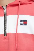 Бавовняна кофта Tommy Jeans жіноча колір рожевий з капюшоном візерунок Бавовняна кофта Tommy Jeans жіноча колір рожевий з капюшоном візерунок