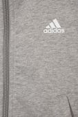 Дитяча кофта adidas G 3S FZ колір сірий з капюшоном однотонна Дитяча кофта adidas G 3S FZ колір сірий з капюшоном однотонна