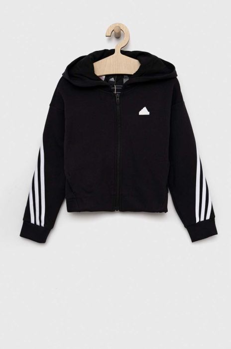 Дитяча кофта adidas G FI 3S колір чорний з аплікацією Дитяча кофта adidas G FI 3S колір чорний з аплікацією