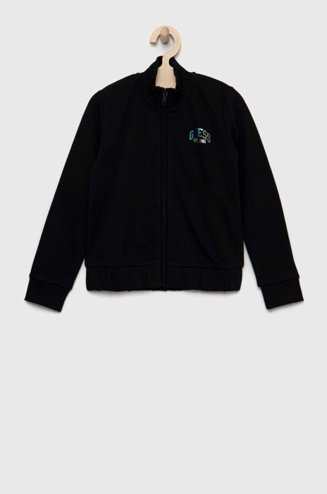 Дитяча бавовняна кофта Guess колір чорний однотонна (2910914) Дитяча бавовняна кофта Guess колір чорний однотонна (2910914)
