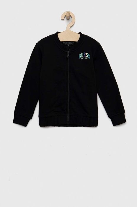 Дитяча бавовняна кофта Guess колір чорний однотонна (2910926) Дитяча бавовняна кофта Guess колір чорний однотонна (2910926)