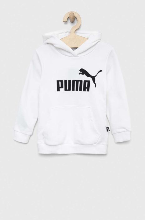 Дитяча кофта Puma ESS Logo Hoodie TR G колір білий з капюшоном з принтом Дитяча кофта Puma ESS Logo Hoodie TR G колір білий з капюшоном з принтом