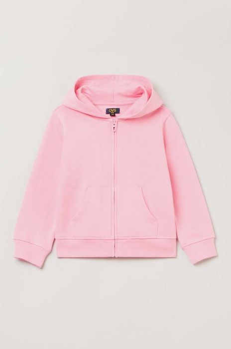Дитяча бавовняна кофта OVS колір рожевий з капюшоном однотонна (3043139)