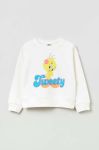 Дитяча бавовняна кофта OVS колір білий з принтом (3122137)