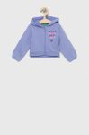 Дитяча бавовняна кофта United Colors of Benetton колір фіолетовий з капюшоном з аплікацією