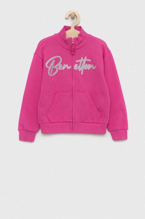 Дитяча бавовняна кофта United Colors of Benetton колір фіолетовий з принтом (2983509) Дитяча бавовняна кофта United Colors of Benetton колір фіолетовий з принтом (2983509)