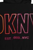 Дитяча двостороння кофта Dkny колір чорний з капюшоном однотонна Дитяча двостороння кофта Dkny колір чорний з капюшоном однотонна