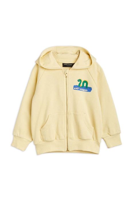 Дитяча бавовняна кофта Mini Rodini колір жовтий з капюшоном з принтом Дитяча бавовняна кофта Mini Rodini колір жовтий з капюшоном з принтом