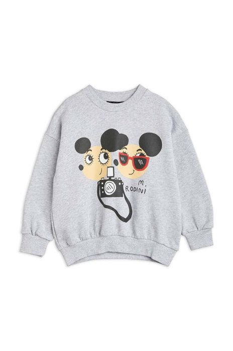Дитяча бавовняна кофта Mini Rodini колір сірий з принтом (3116268) Дитяча бавовняна кофта Mini Rodini колір сірий з принтом (3116268)