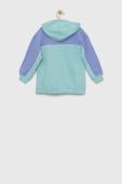 Дитяча бавовняна кофта United Colors of Benetton колір бірюзовий з капюшоном з принтом