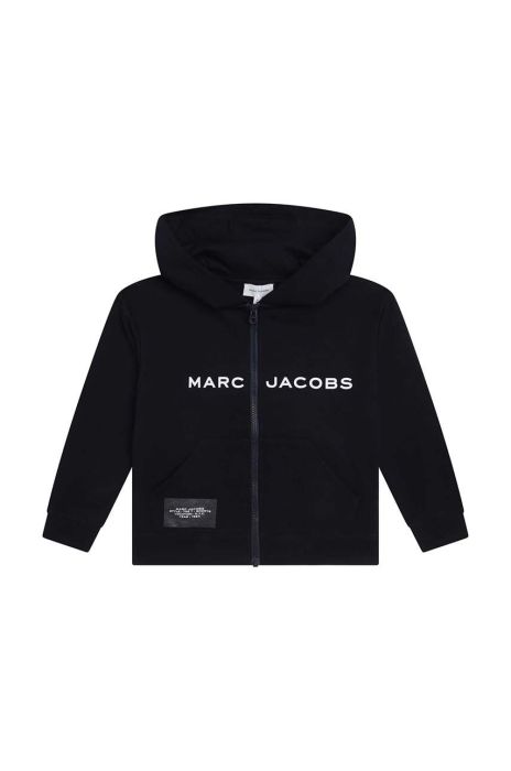 Дитяча бавовняна кофта Marc Jacobs колір синій з капюшоном з принтом Дитяча бавовняна кофта Marc Jacobs колір синій з капюшоном з принтом