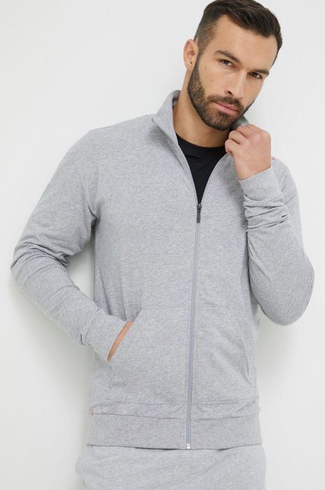 Кофта HUGO чоловіча колір сірий однотонна Кофта HUGO чоловіча колір сірий однотонна