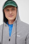 Бавовняна кофта BOSS BOSS GREEN чоловіча колір сірий з капюшоном однотонна Бавовняна кофта BOSS BOSS GREEN чоловіча колір сірий з капюшоном однотонна